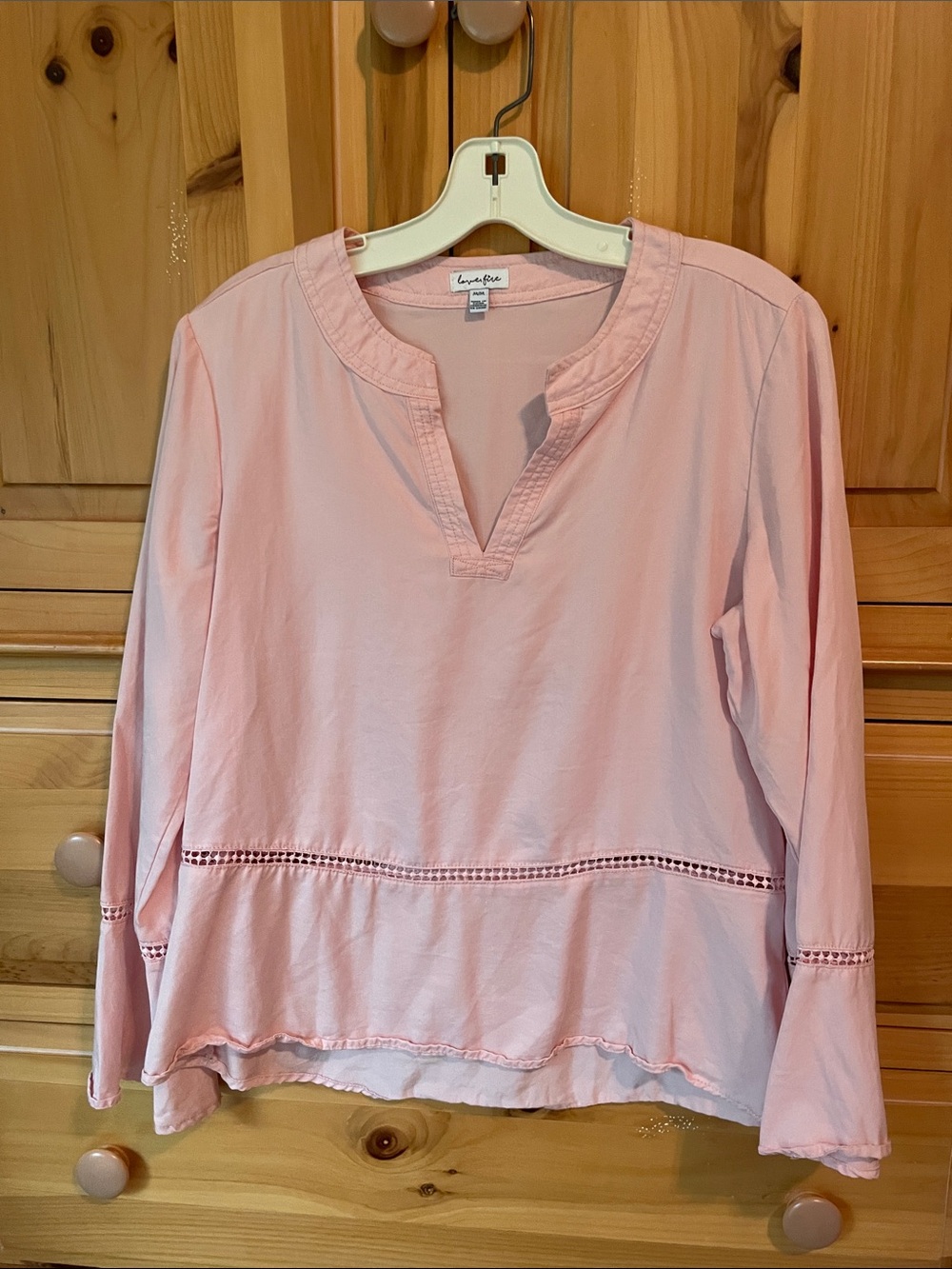 love, Fire Light Pink Split-Neck  Top